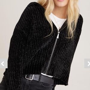 Bella Dahl Chenille Sweater Hoodie, Medium, Black